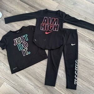 Nike Black and Red Graphic Tee and Leggings Set